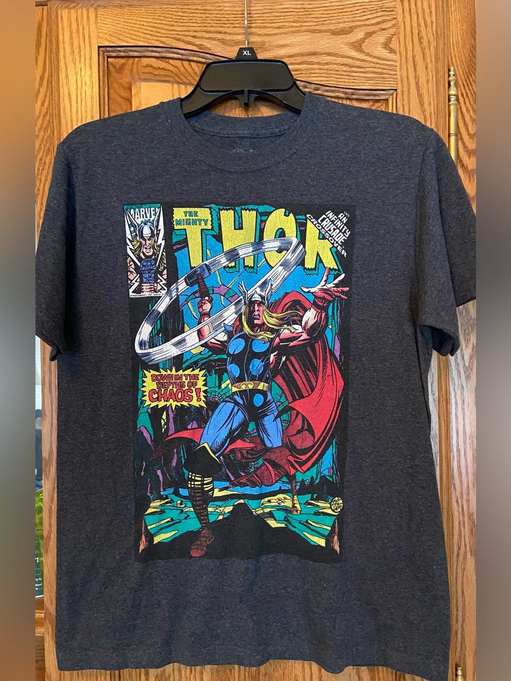 Fruit of the Loom Marvel Thor Graphic Tee - Dark Gray with Red & Blue Print